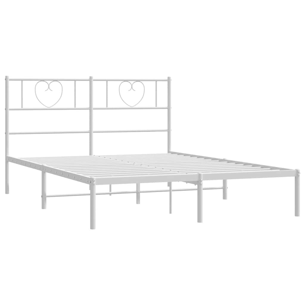 Metal Bed Frame without Mattress with Headboard White 150x200 cm Price