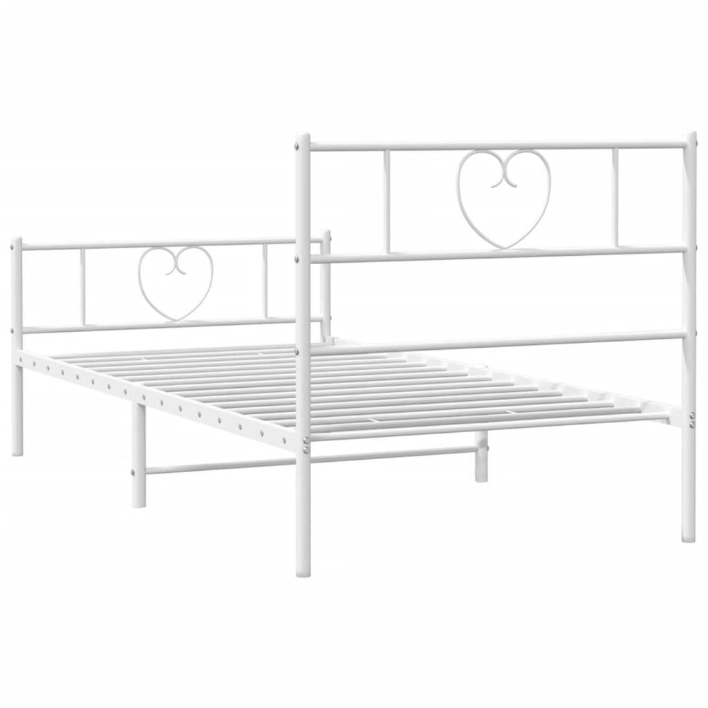 Metal Bed Frame without Mattress with Footboard White 90x190 cm Price