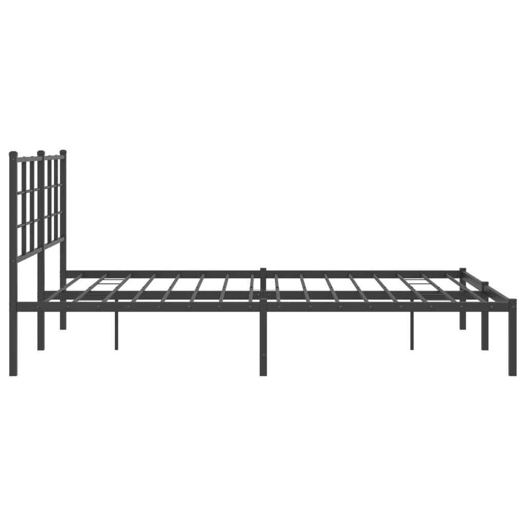Metal Bed Frame without Mattress with Headboard Black 150x200 cm Price