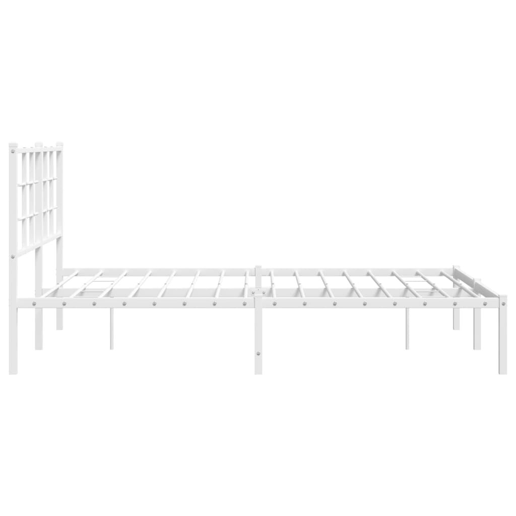 Metal Bed Frame without Mattress with Headboard White 135x190 cm Price