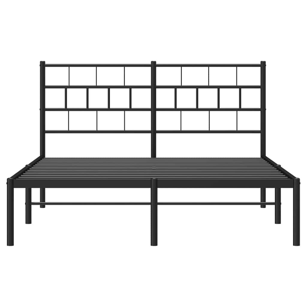 Metal Bed Frame without Mattress with Headboard Black 135x190 cm Price