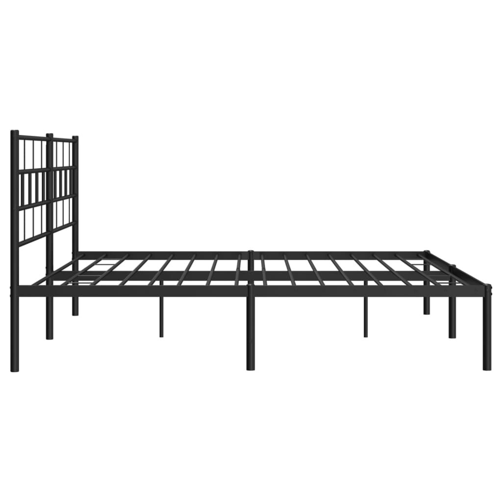 Metal Bed Frame without Mattress with Headboard Black 183x203 cm King Price