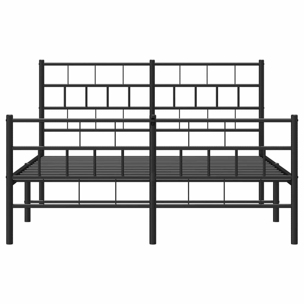 Metal Bed Frame without Mattress with Footboard Black 135x190 cm Price