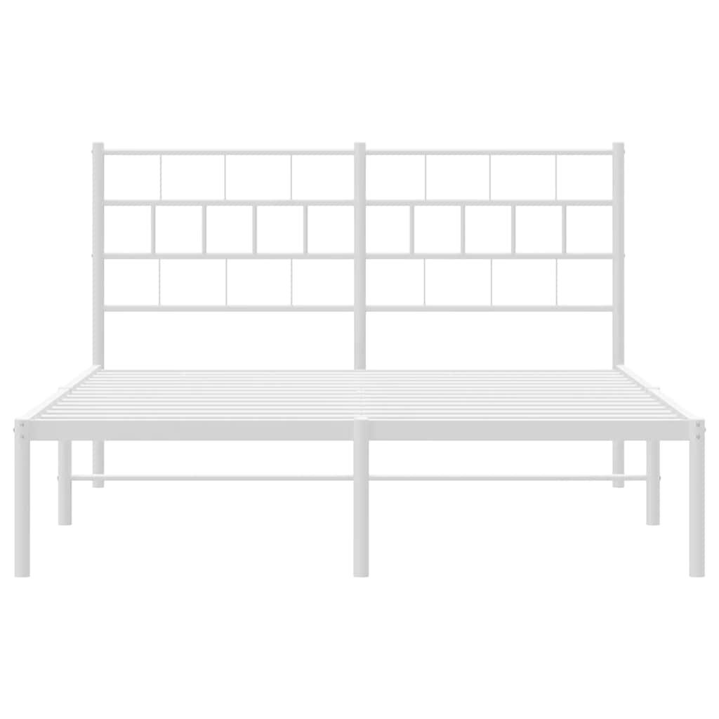 Metal Bed Frame without Mattress with Headboard White 150x200 cm Price