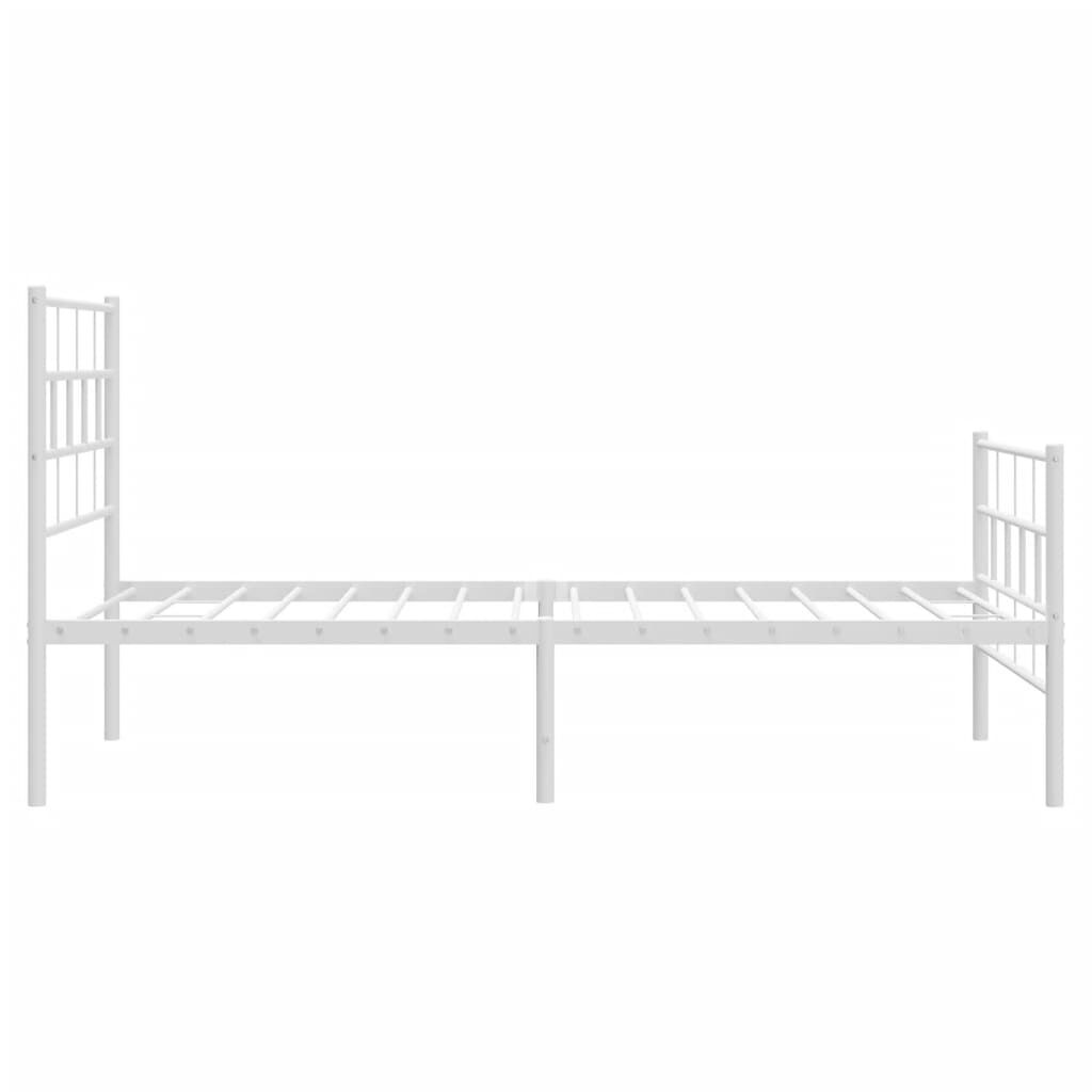 Metal Bed Frame without Mattress with Footboard White 90x190 cm Price