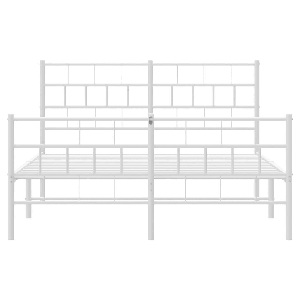 Metal Bed Frame without Mattress with Footboard White 135x190 cm Price
