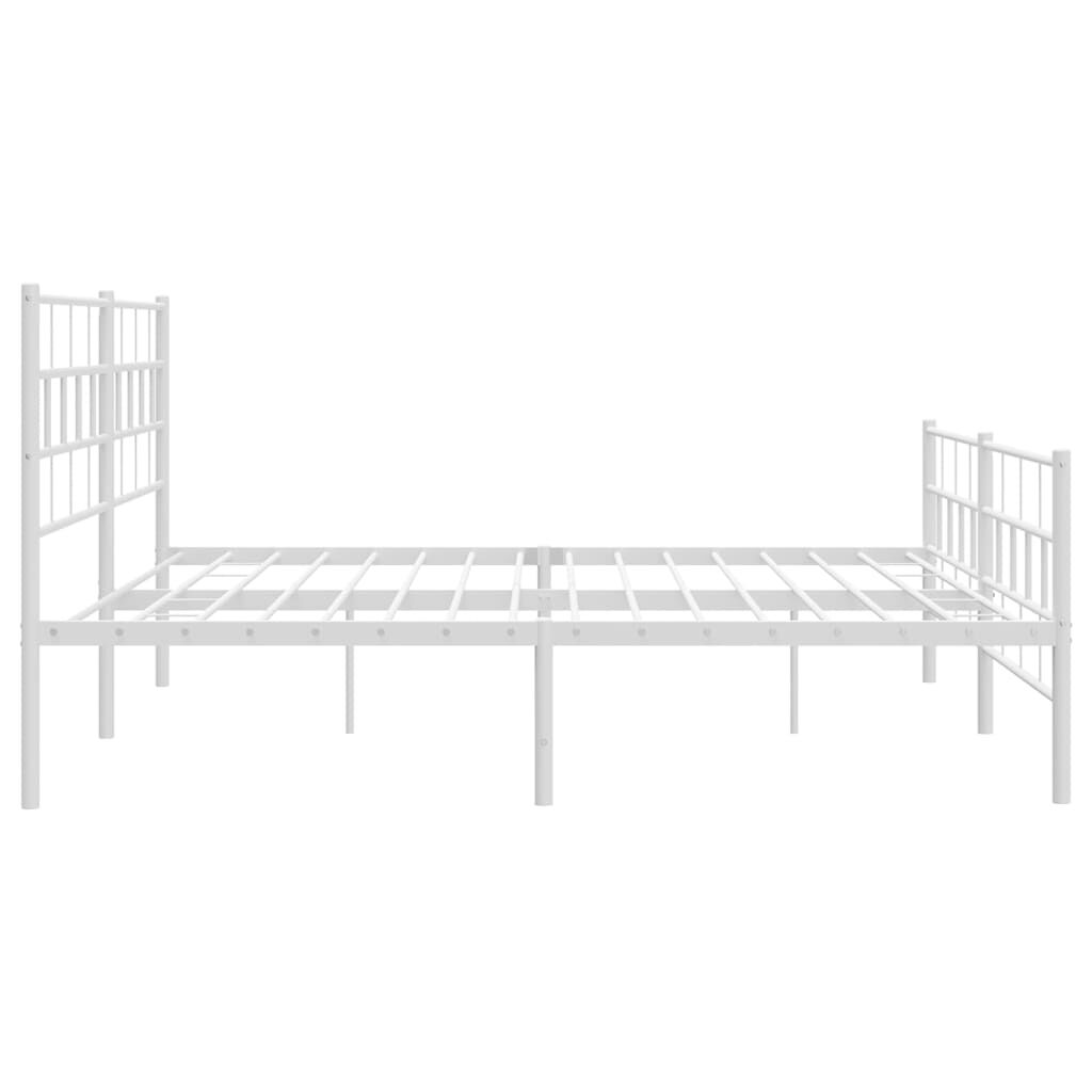 Metal Bed Frame without Mattress with Footboard White 183x203 cm King Price