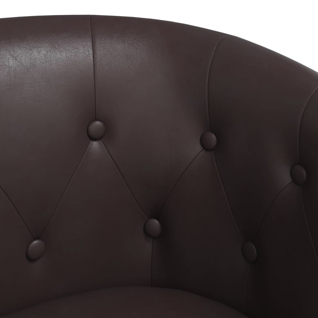 Tub Chair with Footstool Brown Faux Leather Price