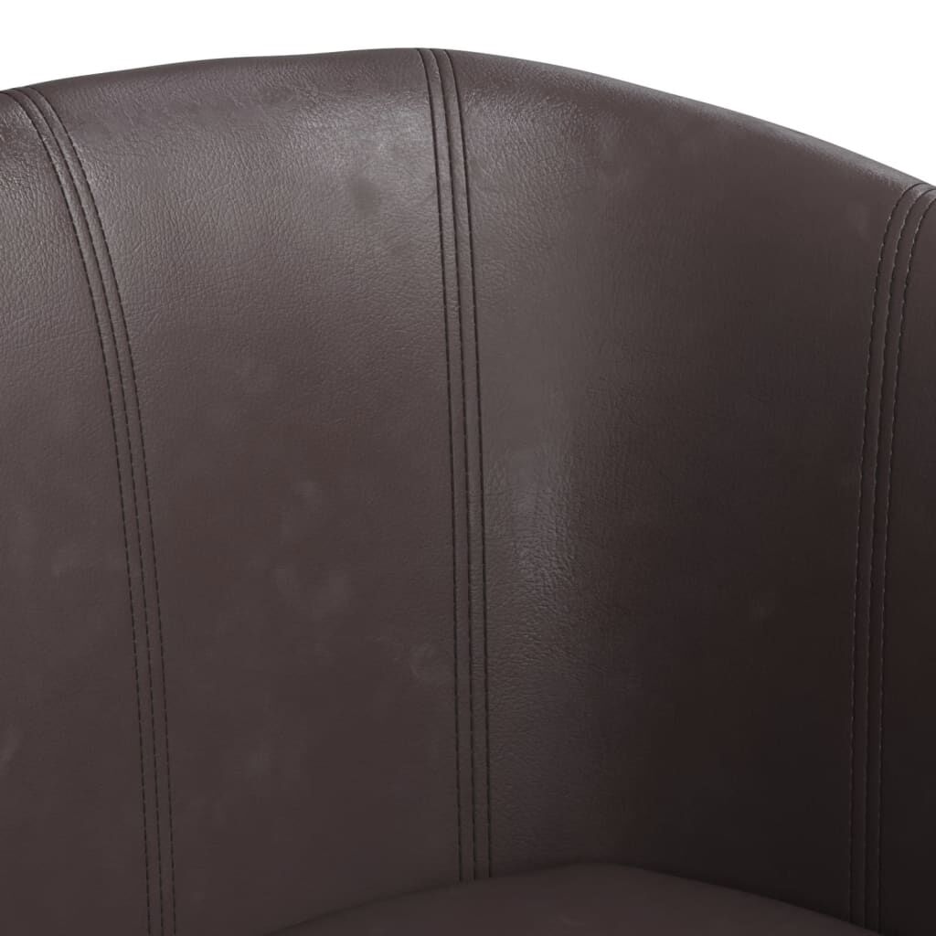 Tub Chair with Footstool Brown Faux Leather Price