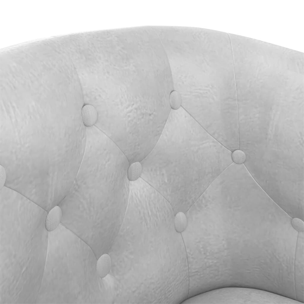 Tub Chair with Footstool Silver Faux Leather Price