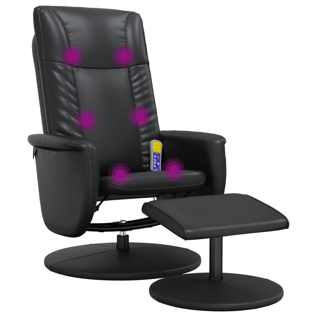 Massage Recliner Chair with Footstool Black Faux Leather Price