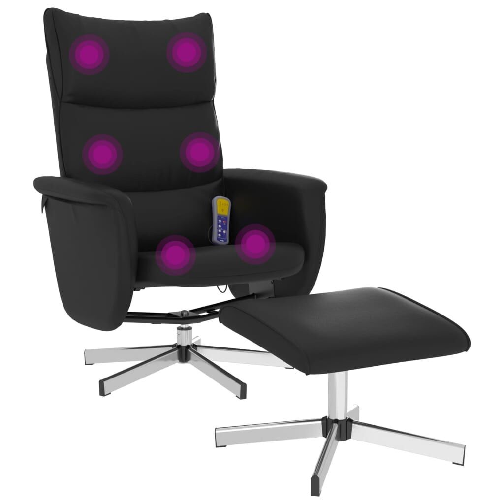 Massage Recliner Chair with Footstool Black Faux Leather Price
