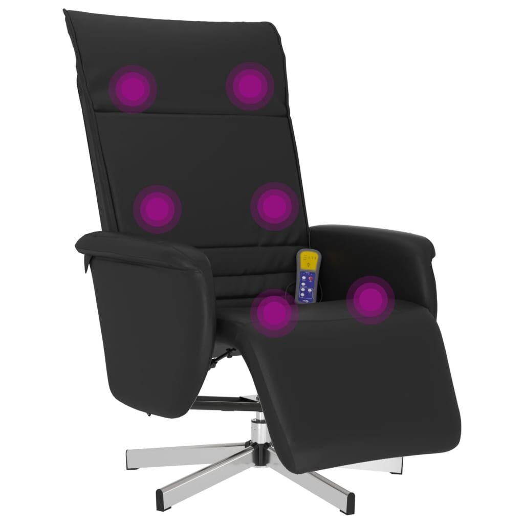 Massage Recliner Chair with Footrest Black Faux Leather Price