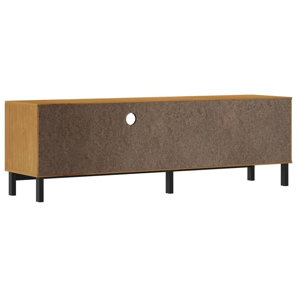 TV Cabinet with Glass Door FLAM 158x40x50 cm Solid Wood Pine Price