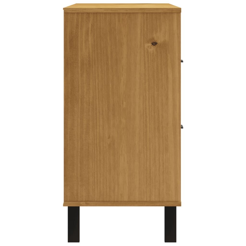 Sideboard with Glass Door FLAM 110x40x80 cm Solid Wood Pine Price