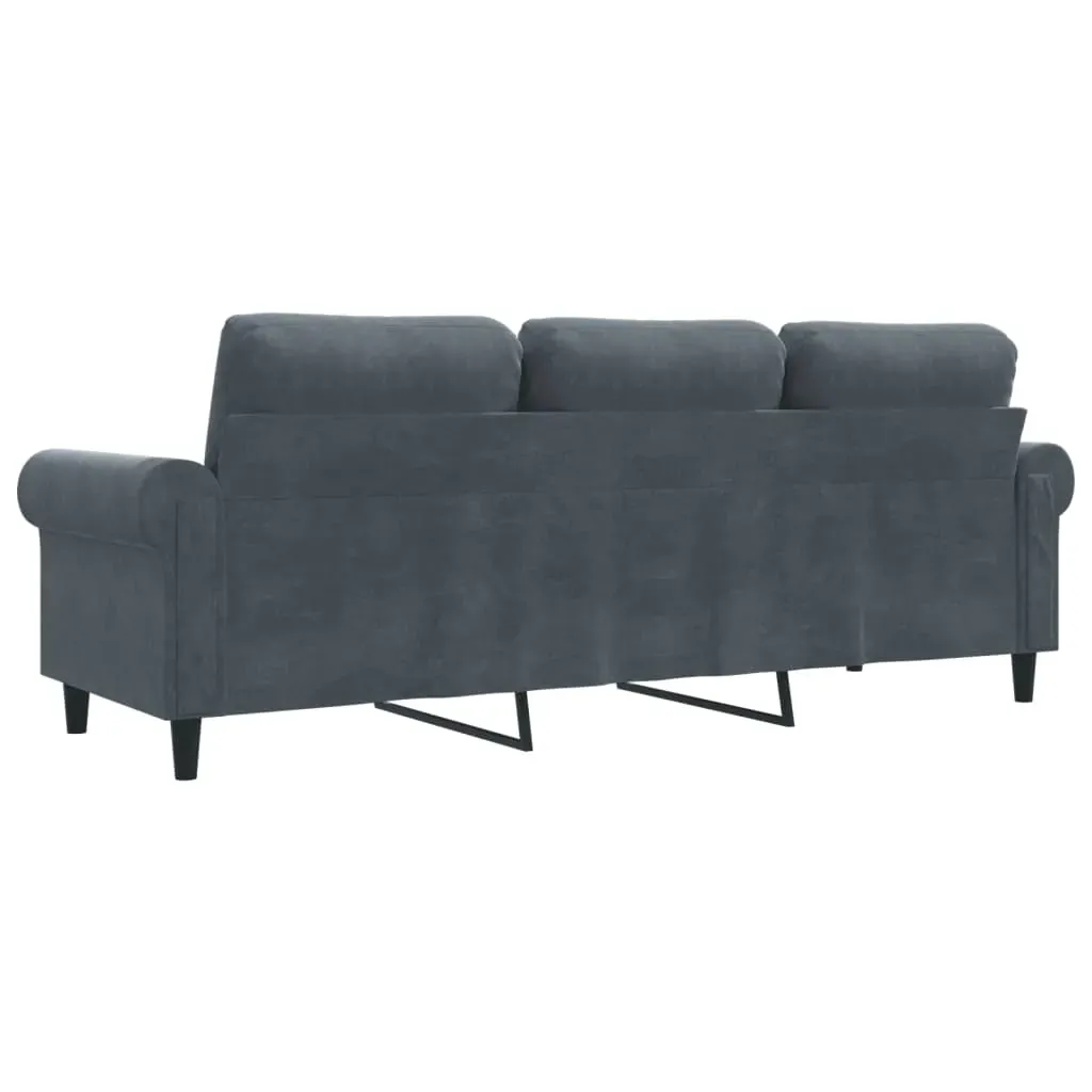 3-Seater Sofa Dark Grey 180 cm Velvet Price