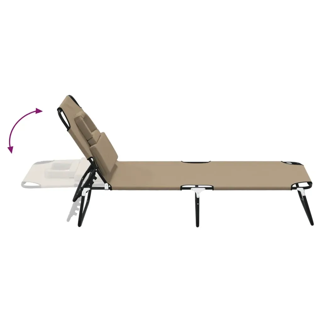 Folding Sun Lounger Taupe Oxford Fabric and Powder-coated Steel Price