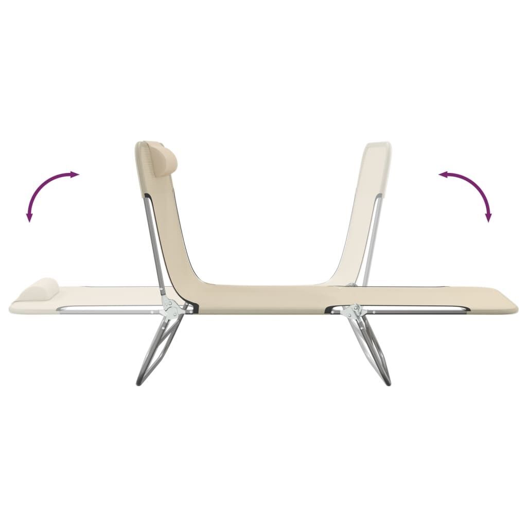 Folding Sun Loungers 2 pcs Cream Textilene and Steel Price