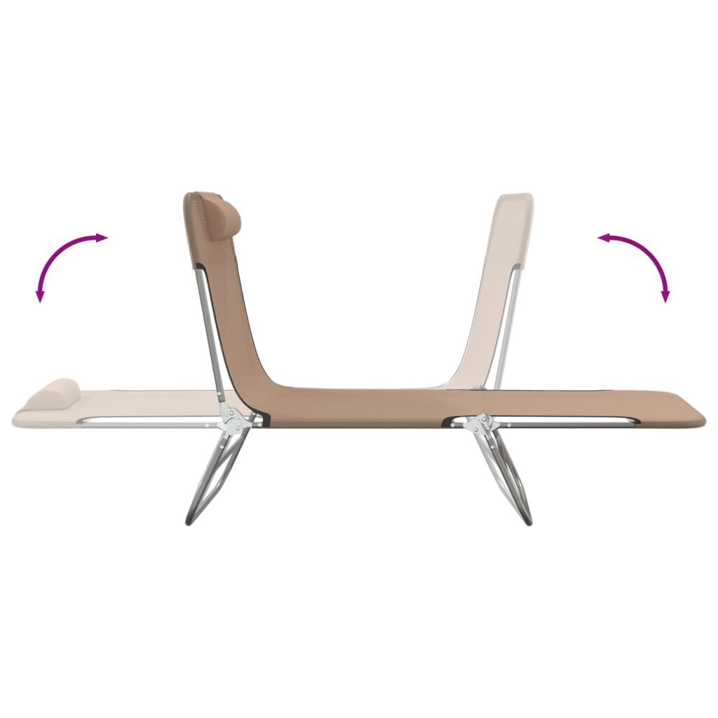 Folding Sun Loungers 2 pcs Taupe Textilene and Steel Price