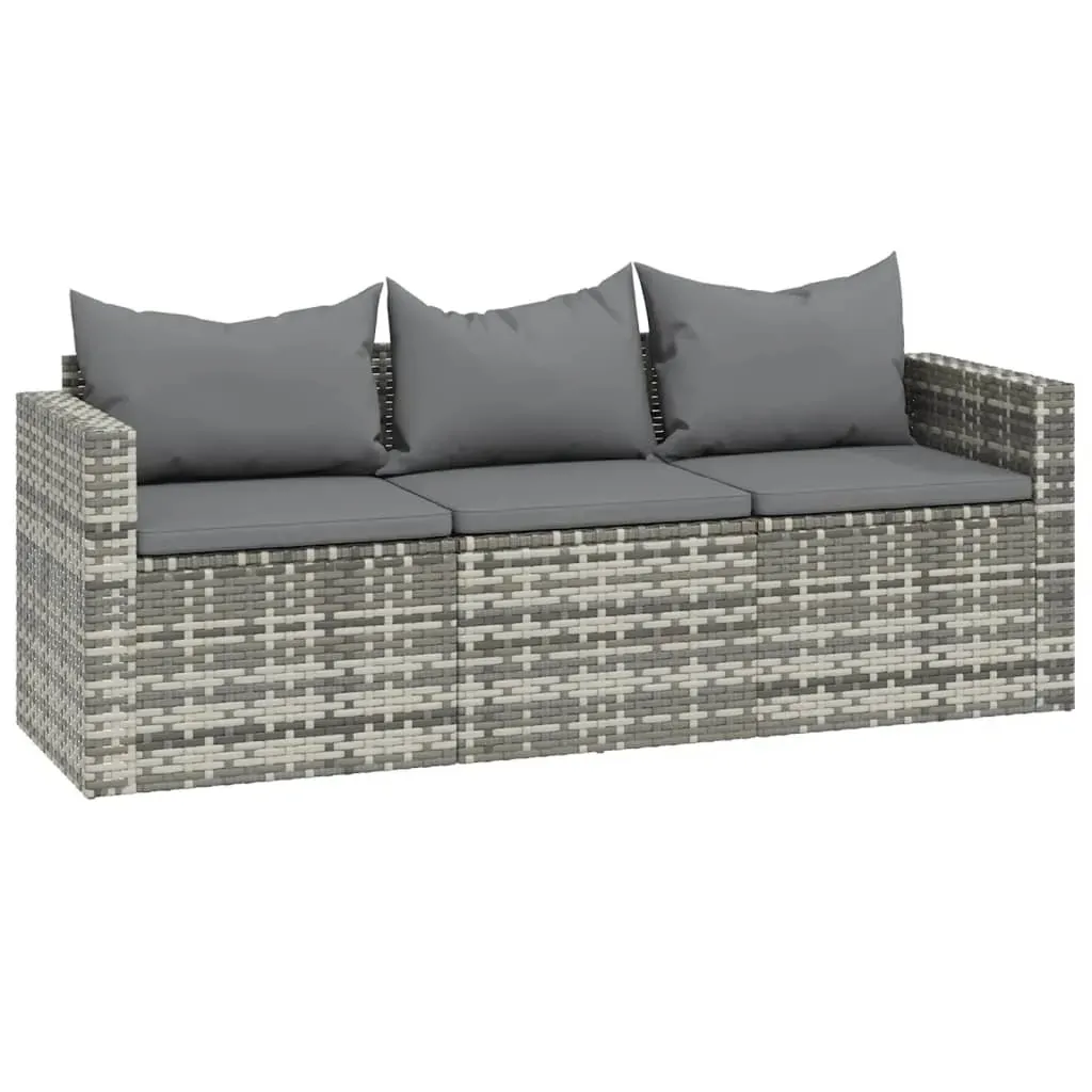 3 Piece Garden Lounge Set with Cushions Grey Poly Rattan Price