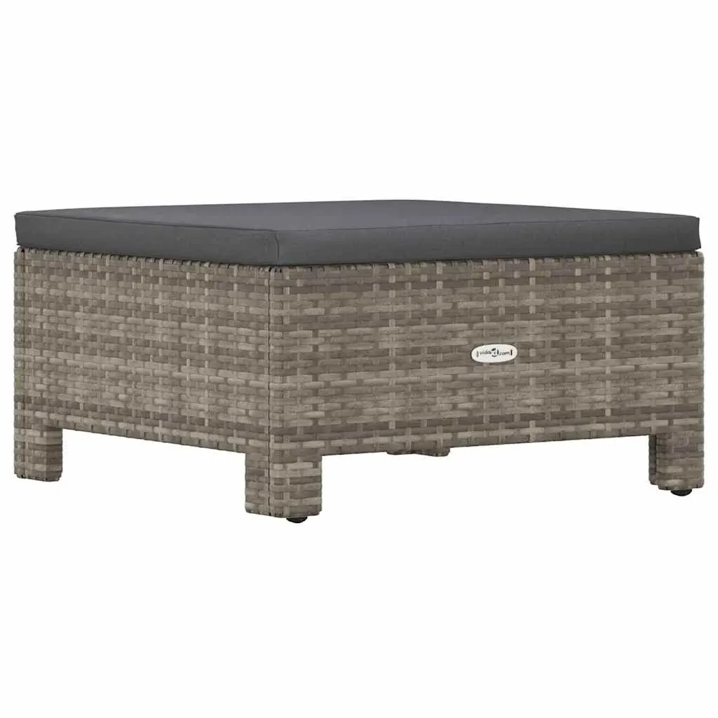 Garden Footrest with Cushion Grey Poly Rattan Price