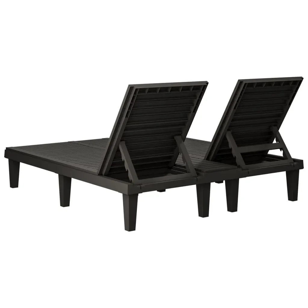 Double Sun Lounger Black 155x138x83 cm Polypropylene Price
