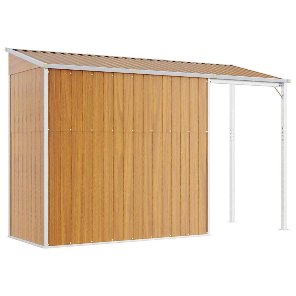 Garden Shed with Extended Roof Light Brown 277x110.5x181 cm Steel Price