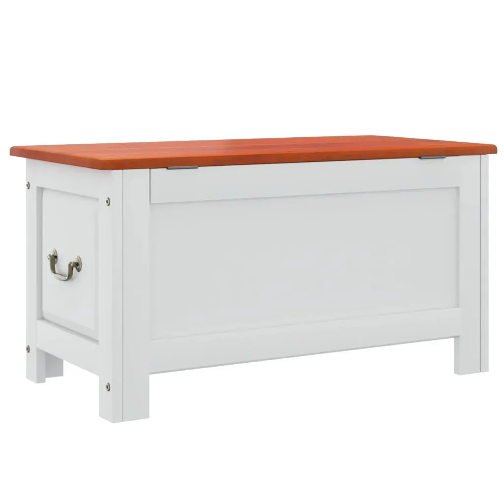 Storage Chest with Lid Brown and White Solid Wood Acacia Price