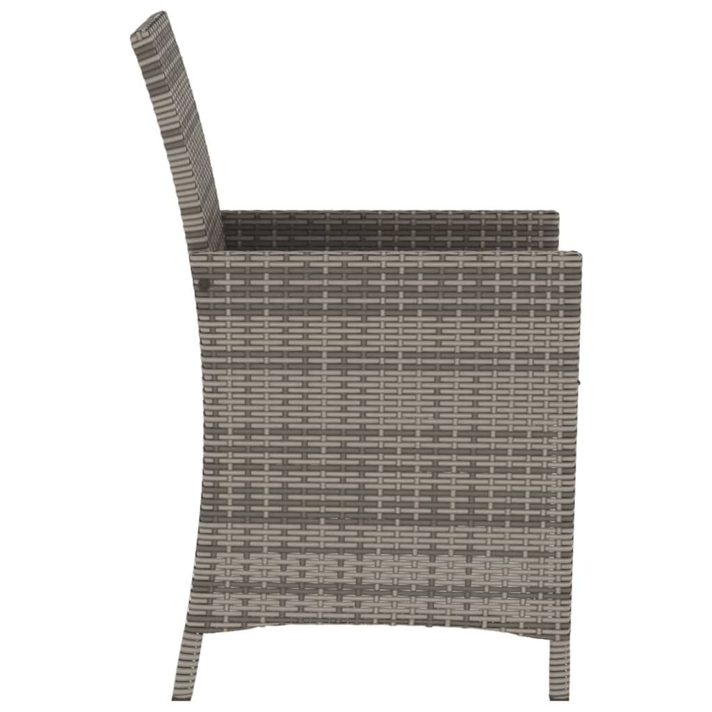 3 Piece Bistro Set with Cushions Grey Poly Rattan Price