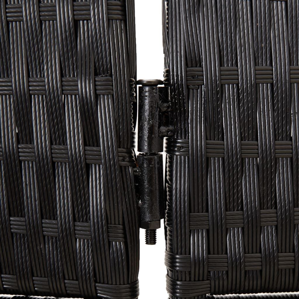 Room Divider 4 Panels Black Poly Rattan Price