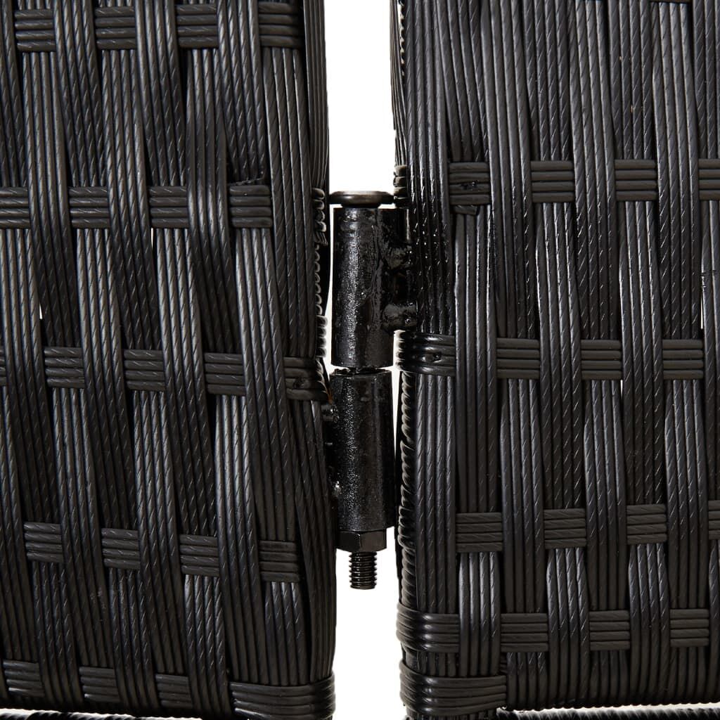 Room Divider 5 Panels Black Poly Rattan Price