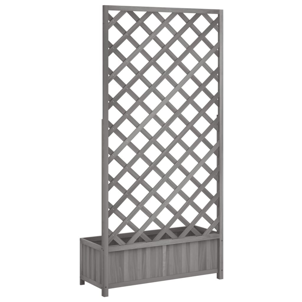 Planter with Trellis Grey Solid Wood Fir Price