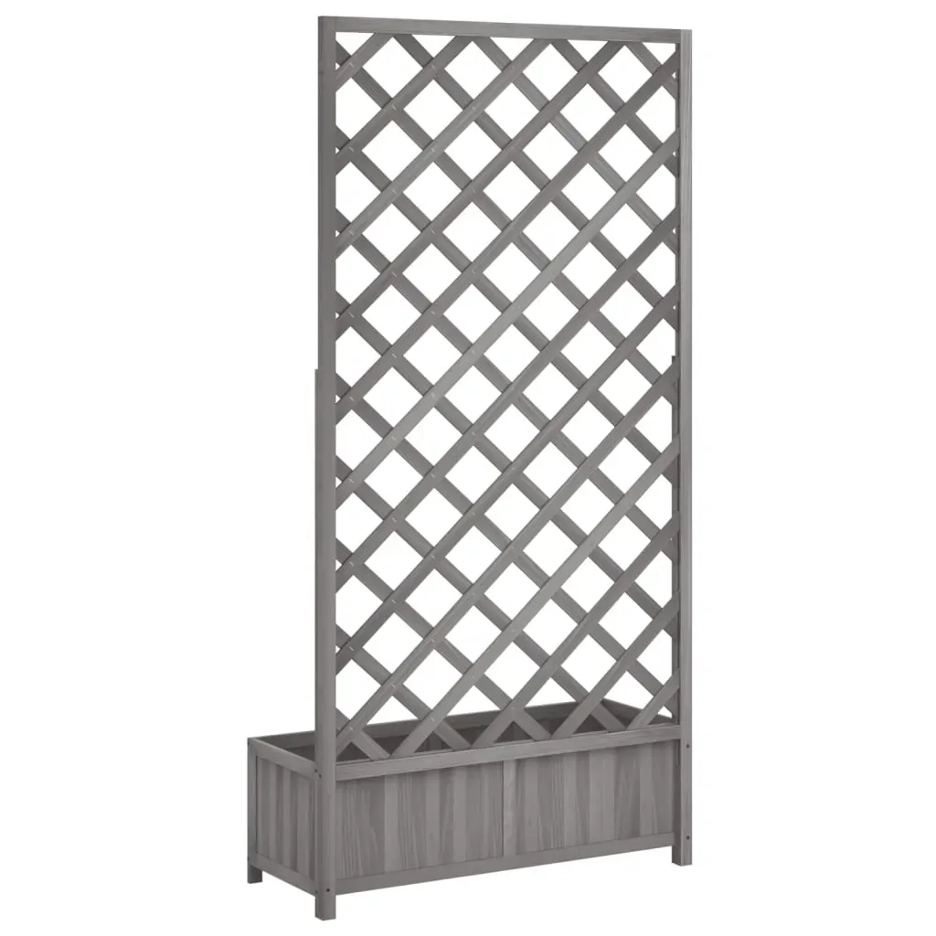 Planter with Trellis Grey Solid Wood Fir Price