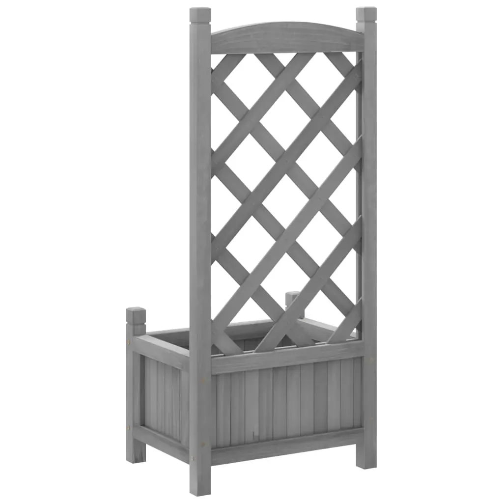 Planter with Trellis Grey Solid Wood Fir Price