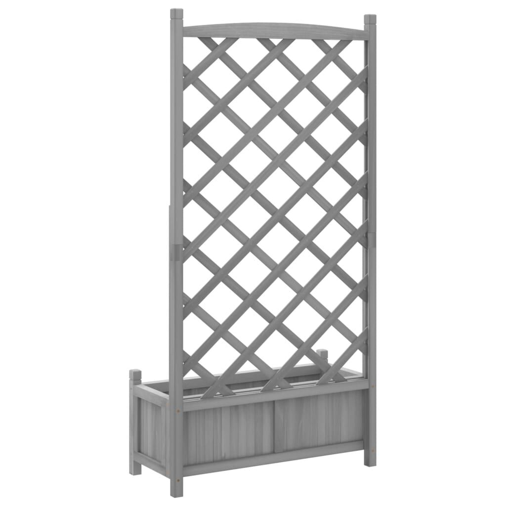 Planter with Trellis Grey Solid Wood Fir Price