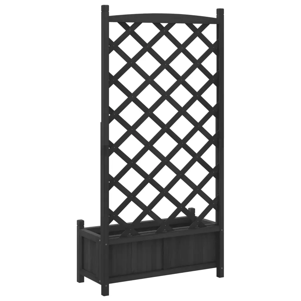 Planter with Trellis Black Solid Wood Fir Price