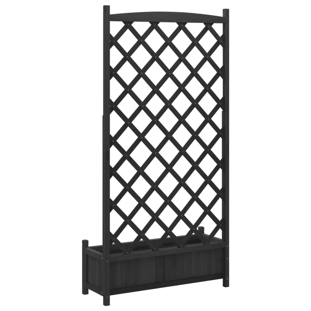 Planter with Trellis Black Solid Wood Fir Price