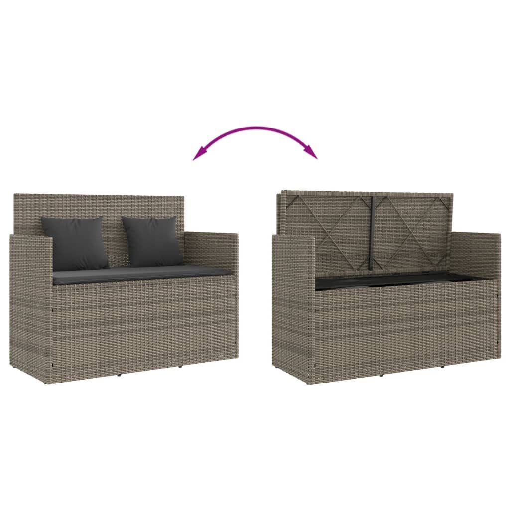 Garden Bench with Cushions Grey Poly Rattan Price