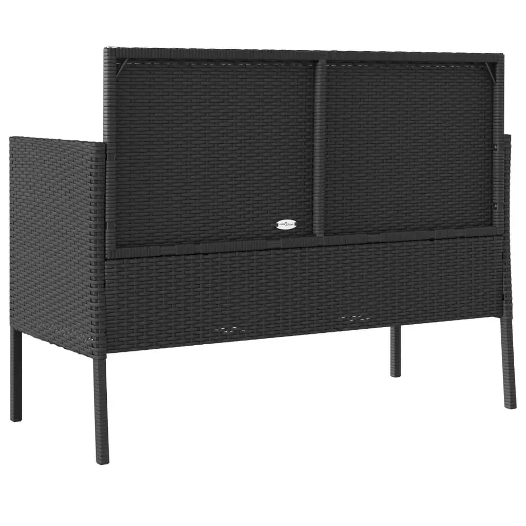 Garden Bench with Cushions Black Poly Rattan Price