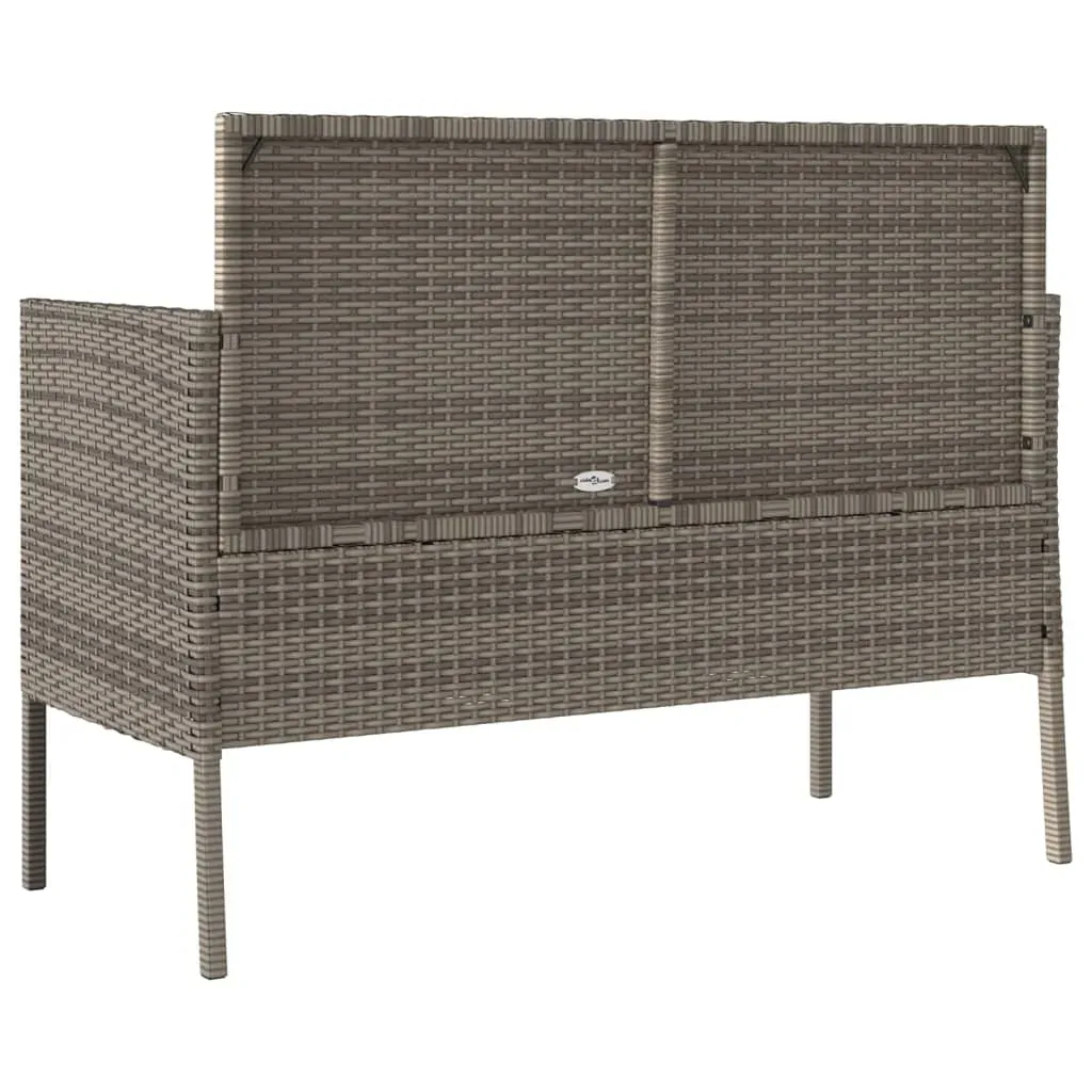 Garden Bench with Cushions Grey Poly Rattan Price