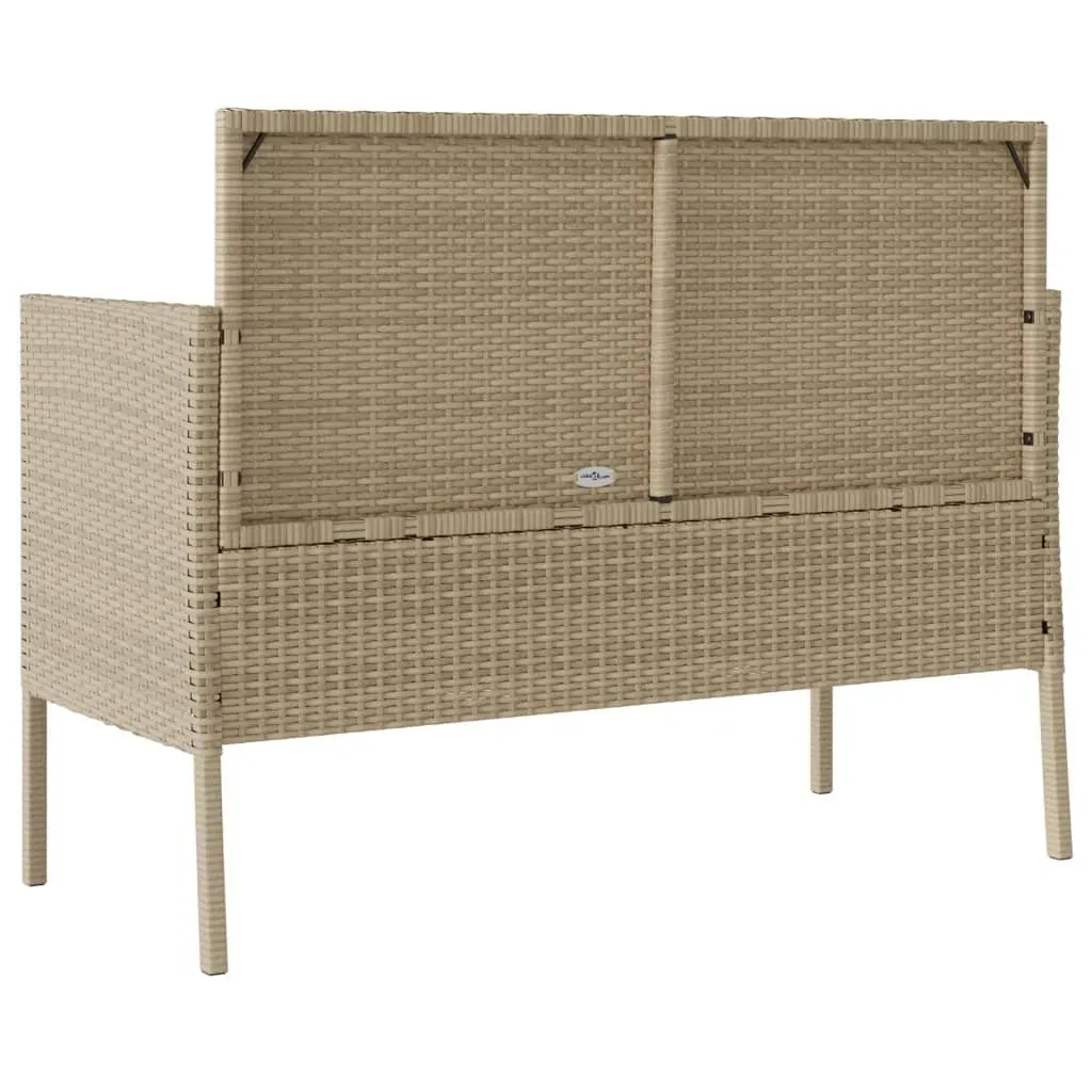 Garden Bench with Cushions Beige Poly Rattan Price