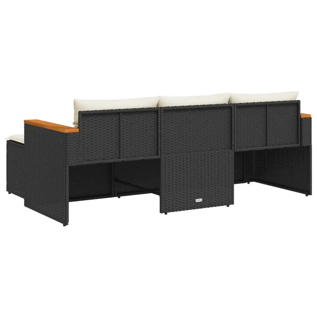 3 Piece Garden Sofa Set with Cushions Black Poly Rattan Price