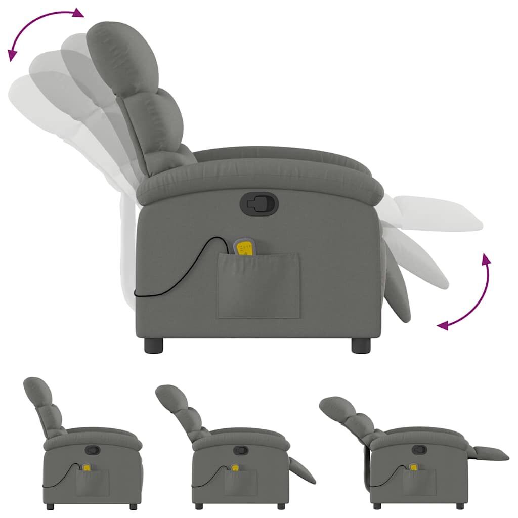 Massage Recliner Chair Dark Grey Fabric Price