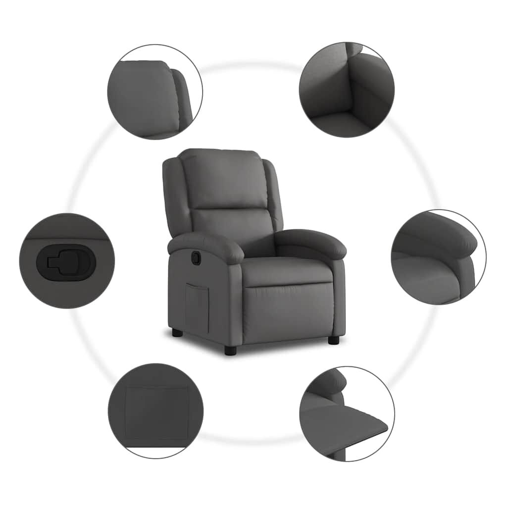 Recliner Chair Grey Real Leather Price