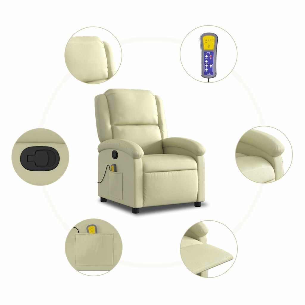 Massage Recliner Chair Cream Real Leather Price