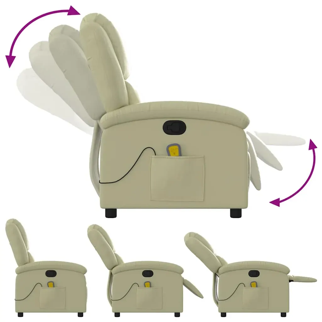 Massage Recliner Chair Cream Real Leather Price