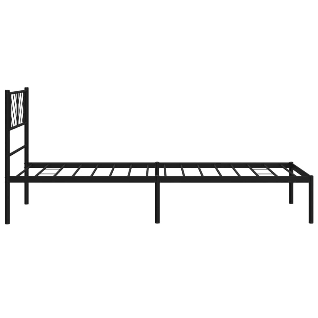Metal Bed Frame without Mattress with Headboard Black 90x190 cm Price