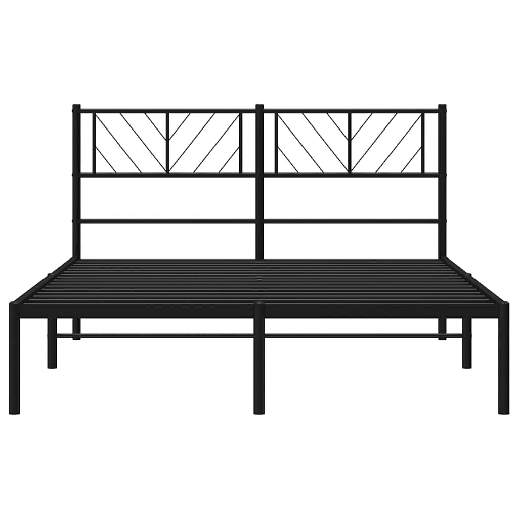 Metal Bed Frame without Mattress with Headboard Black 150x200 cm Price