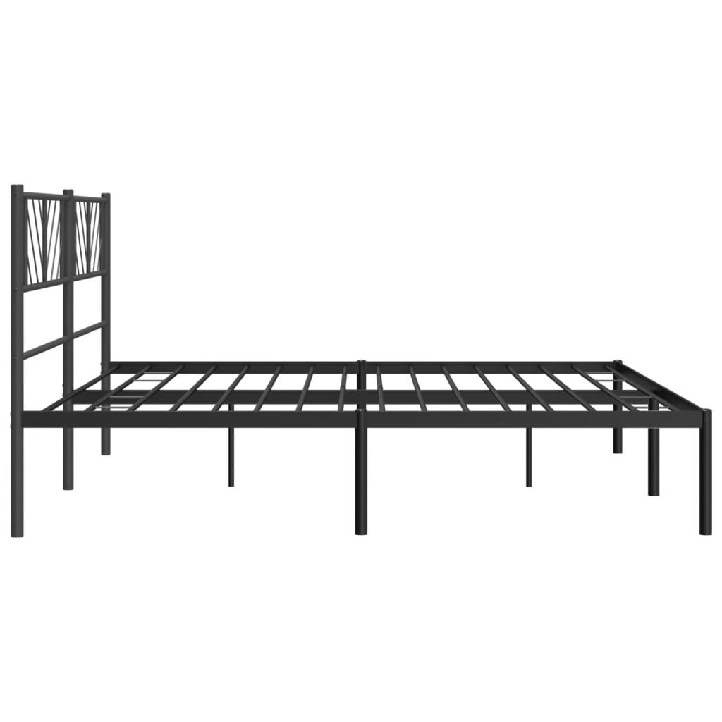 Metal Bed Frame without Mattress with Headboard Black 183x203 cm King Price
