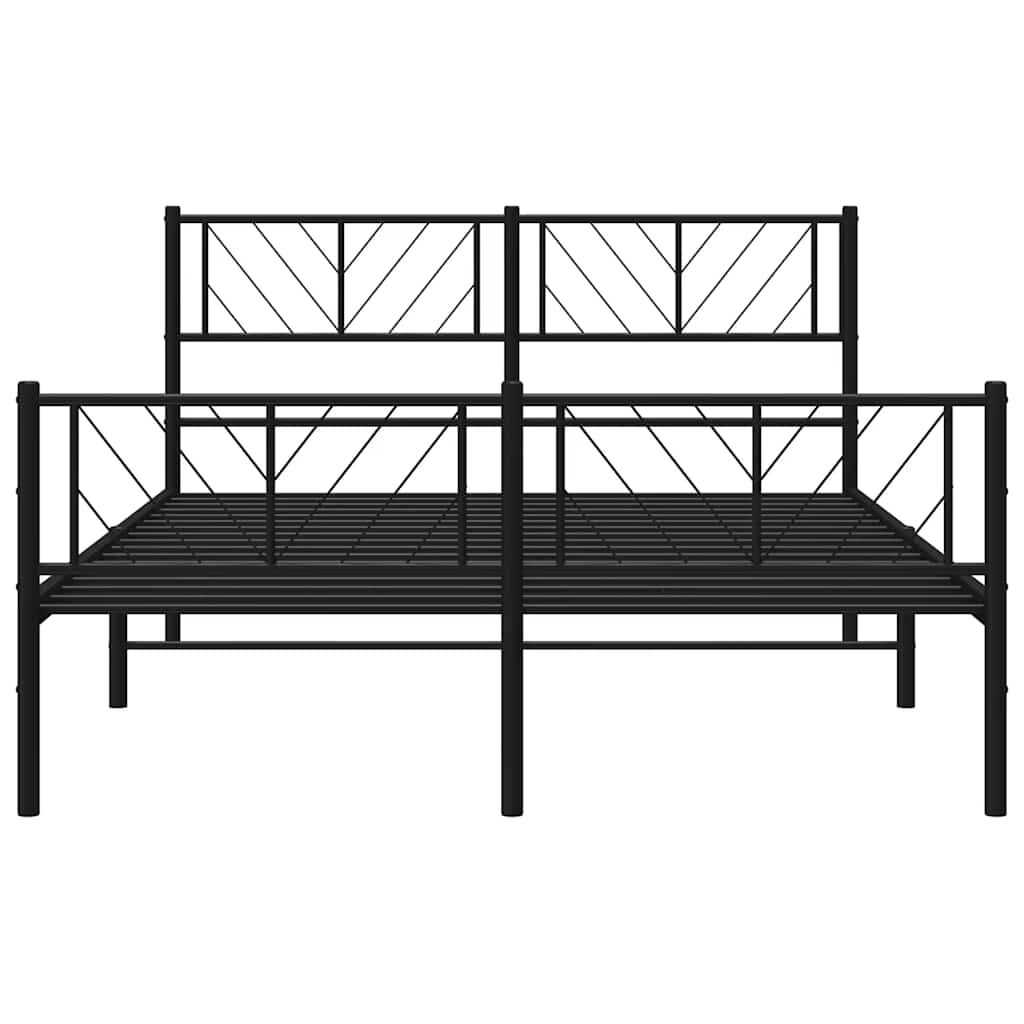 Metal Bed Frame without Mattress with Footboard Black 135x190 cm Price